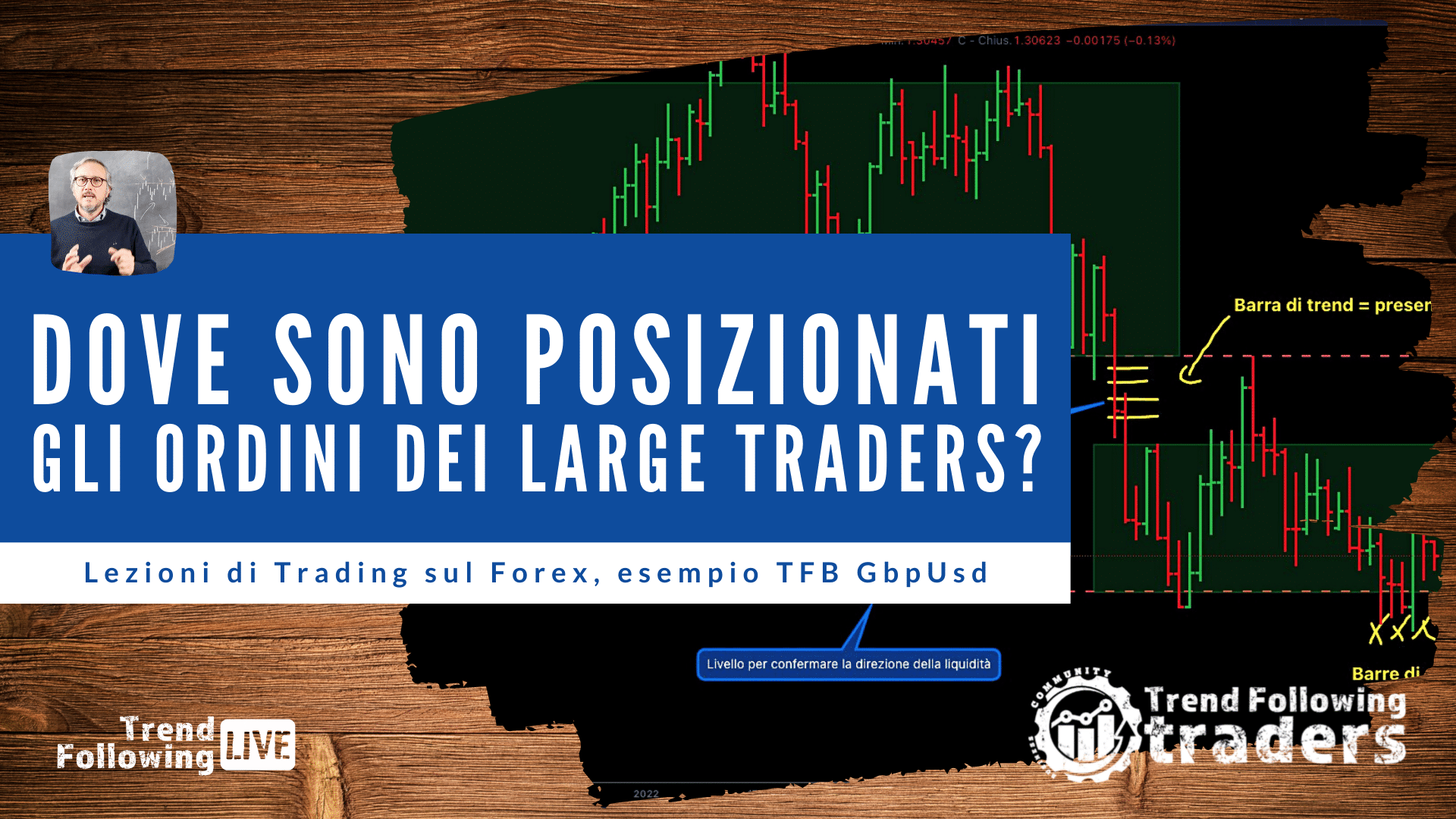 Lezioni di Trading sul Forex, esempio TFB GbpUsd (large traders)
