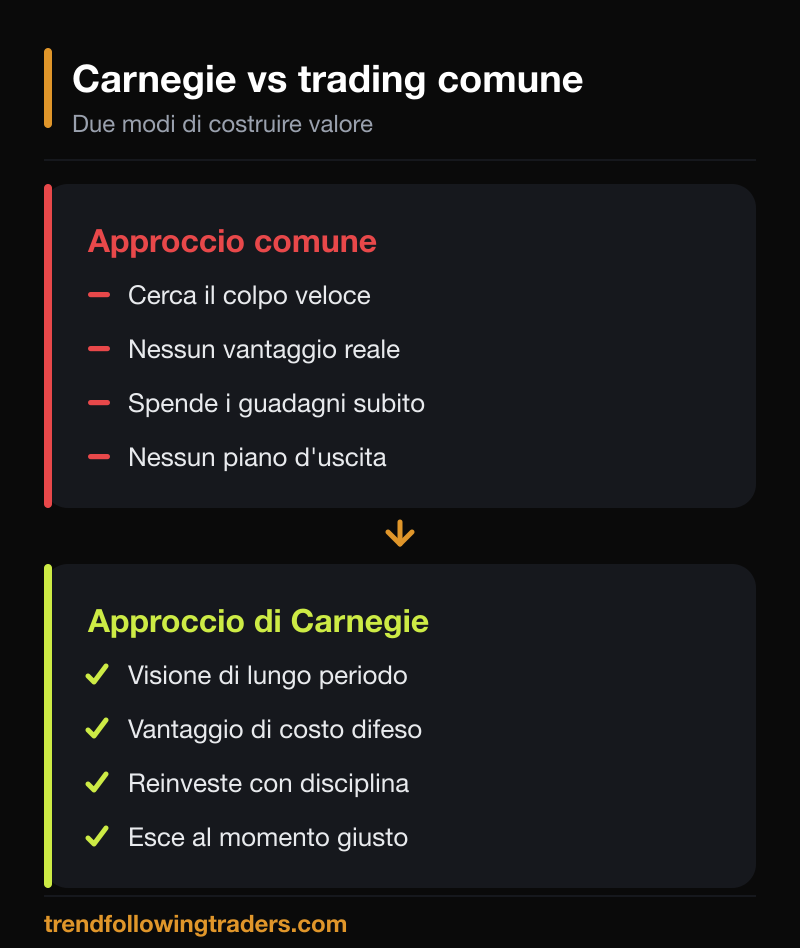 Andrew Carnegie a confronto con il trading comune: visione di lungo periodo contro colpo veloce
