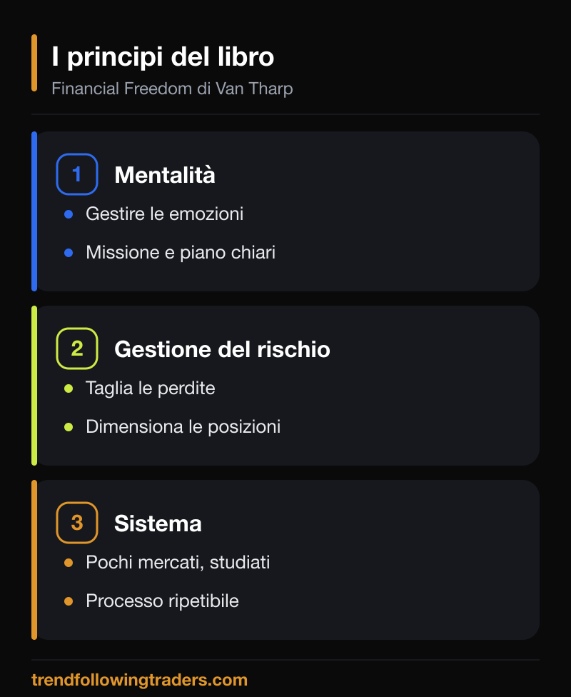 I tre principi del libro Financial Freedom Van Tharp: mentalit&agrave;, gestione del rischio e sistema